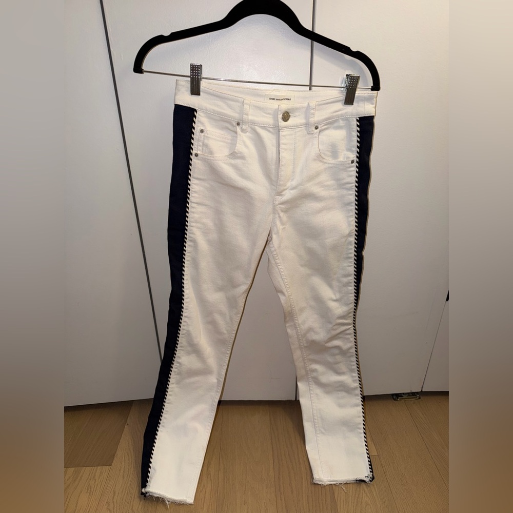 Isabel Marant White and Black Straight Leg Jeans